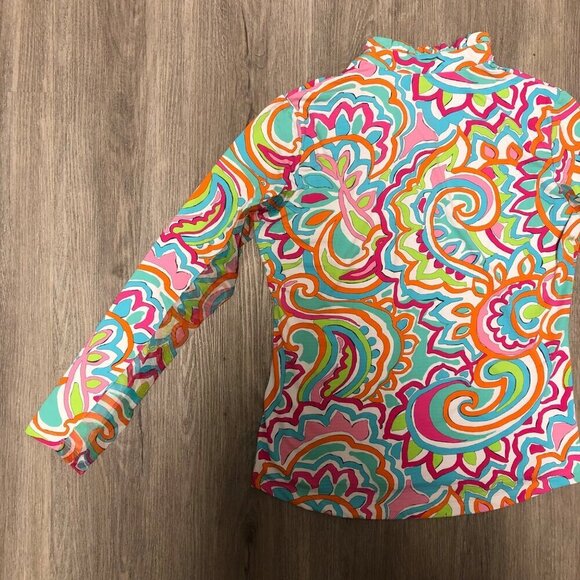 IBKUL Sun Protection Shirt UPF 50+ Women's Large Multicolor Floral Ruffle Top - Picture 7 of 11